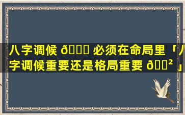 八字调候 💐 必须在命局里「八字调候重要还是格局重要 🌲 」